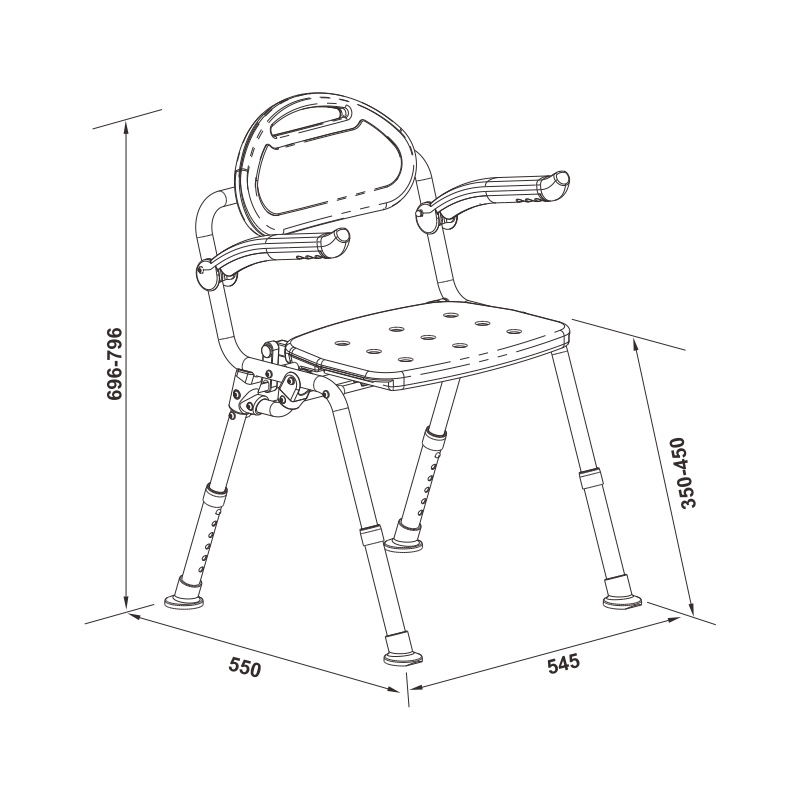 13-YJL-8933-5 洗澡椅(扶手白色+黄垫)